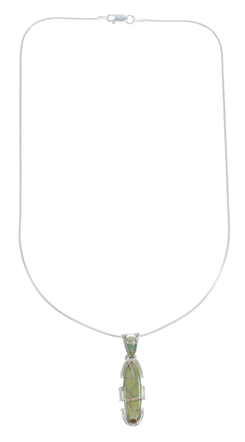 Sterling Silver Turquoise And Opal Inlay Southwestern Italian Snake Chain Necklace Set AX129049